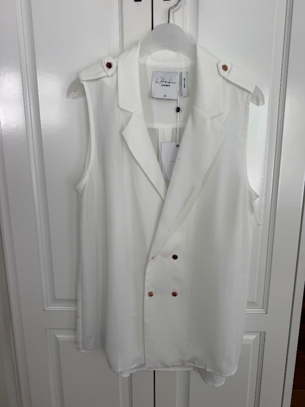Brand new L'Academie The Military Tank Ivory XS with slip.
